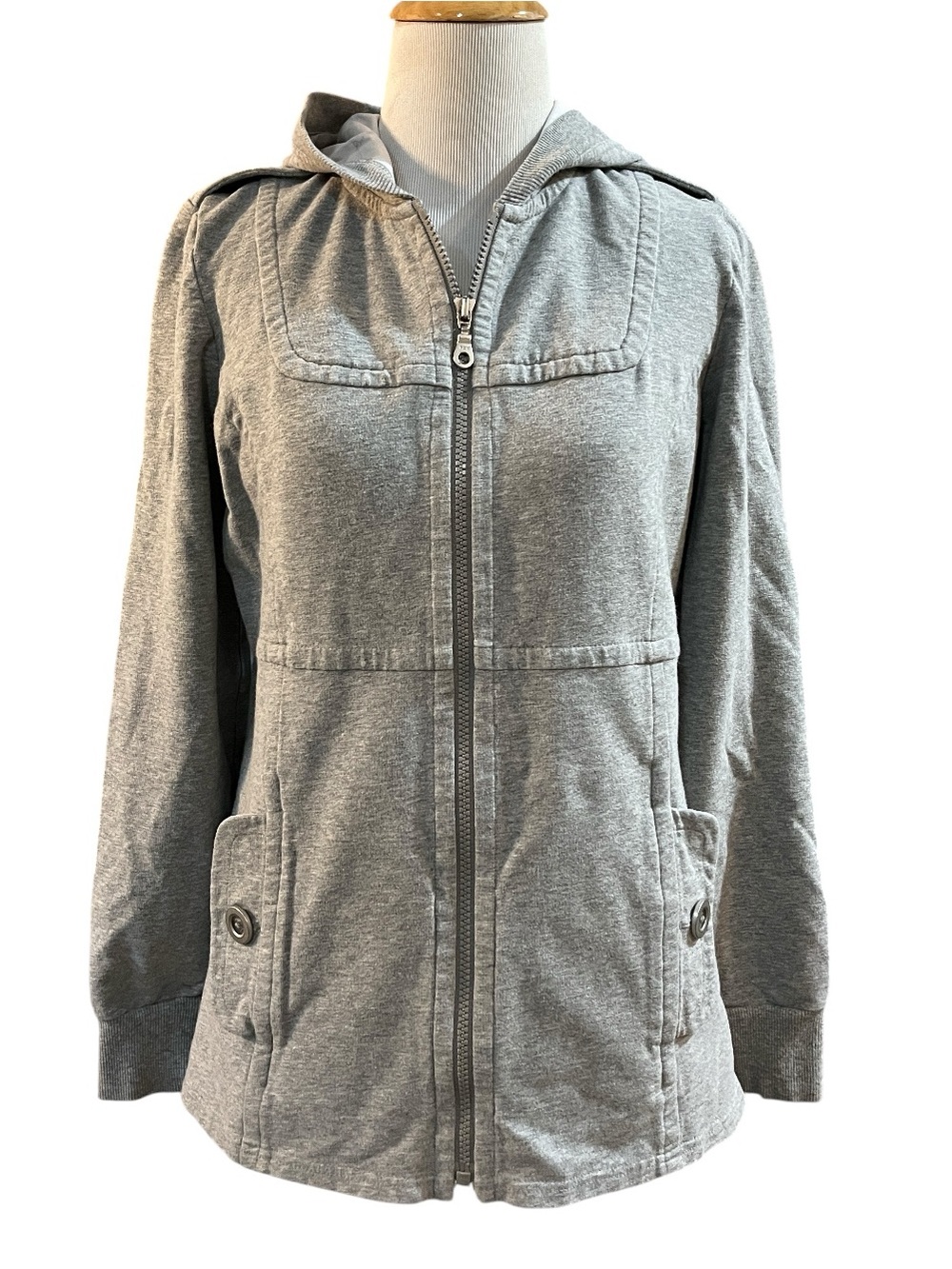 CHARTER CLUB FULL ZIP UTILITY JACKET WITH HOODIE GRAY SIZE SMALL
